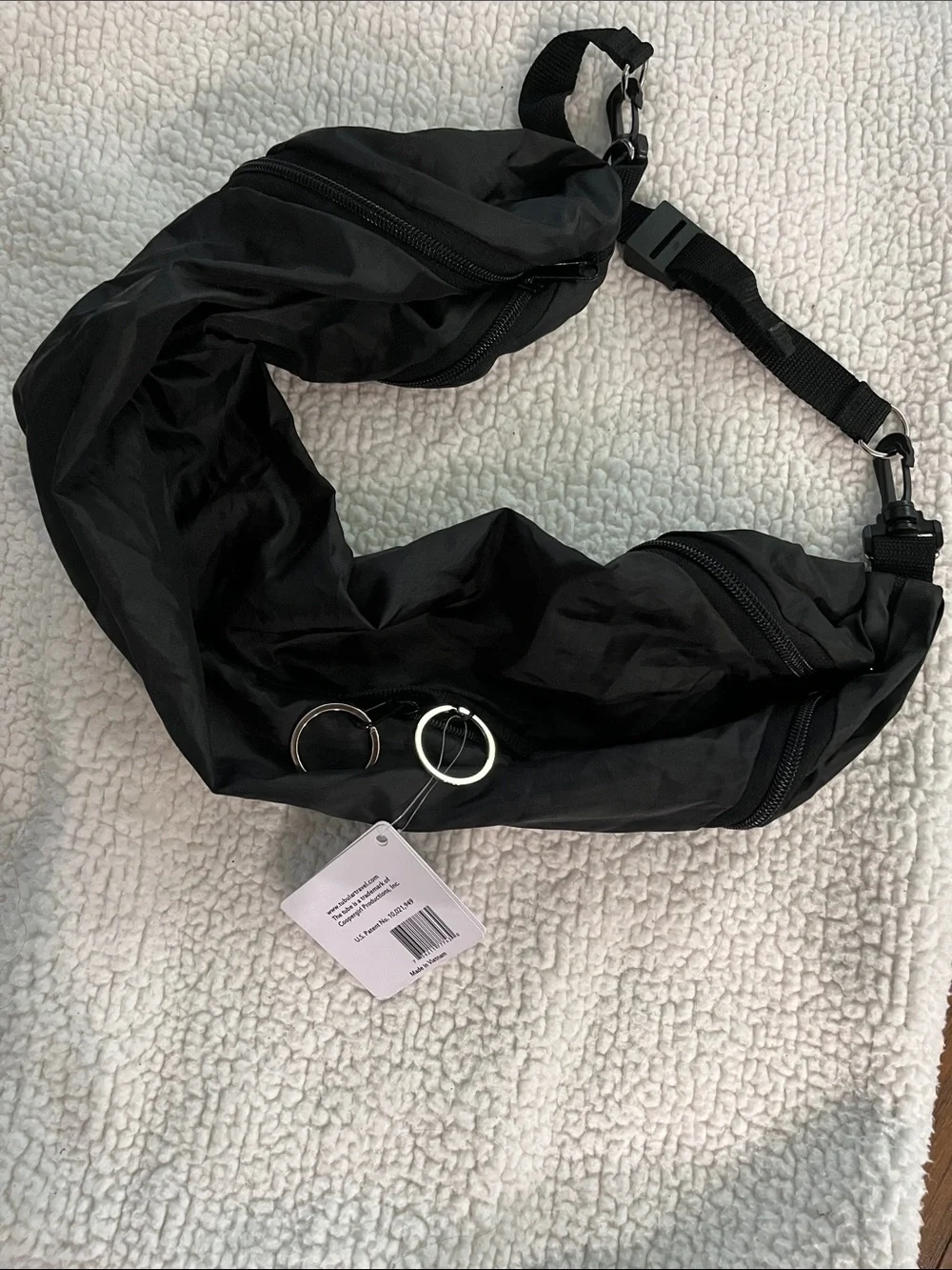 Black Garment Travel Bag. Tavel pillow you stuff w/ clothes